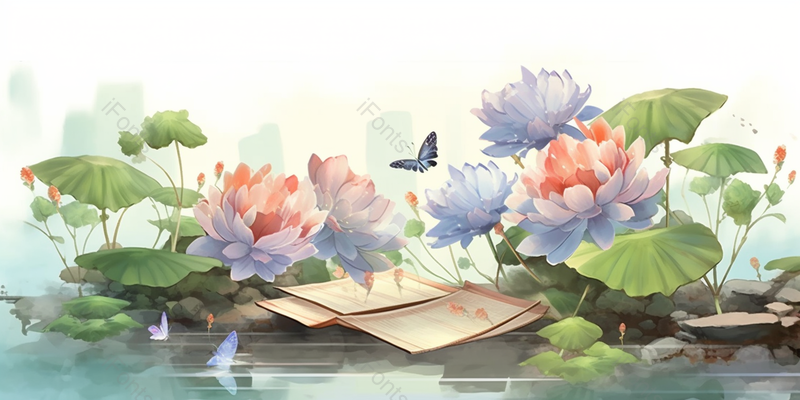 绿色唯美清新国风牡丹手绘插画背景,插画/手绘图,插画/手绘图库,插画/手绘图下载,插画/手绘